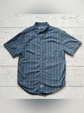 Levi Strauss Signature Blue & White Striped Seersucker Shirt Men’s Medium